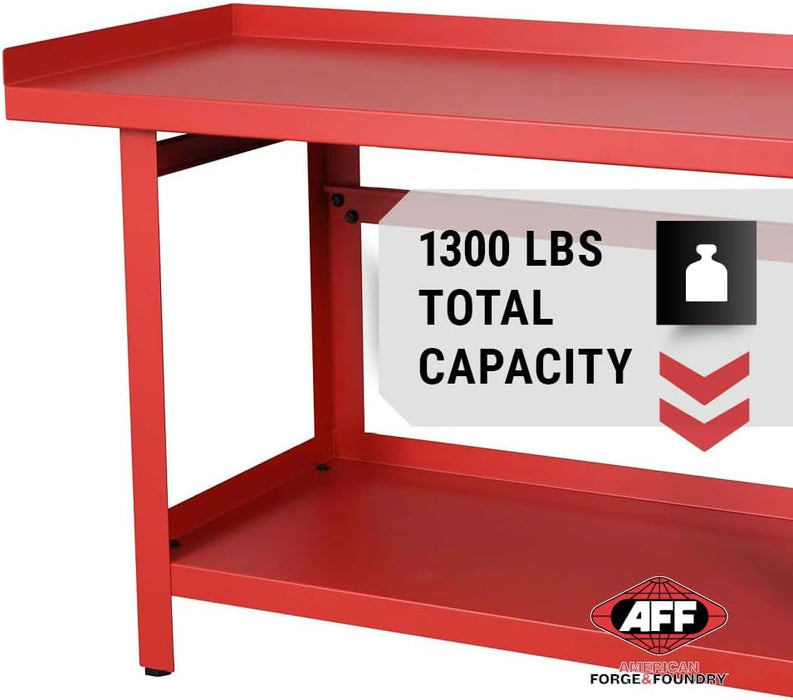 American Fordge & Foundry 3390 Workbench - Heavy Duty Work Table with Storage Shelf - 1300 LB Capacity