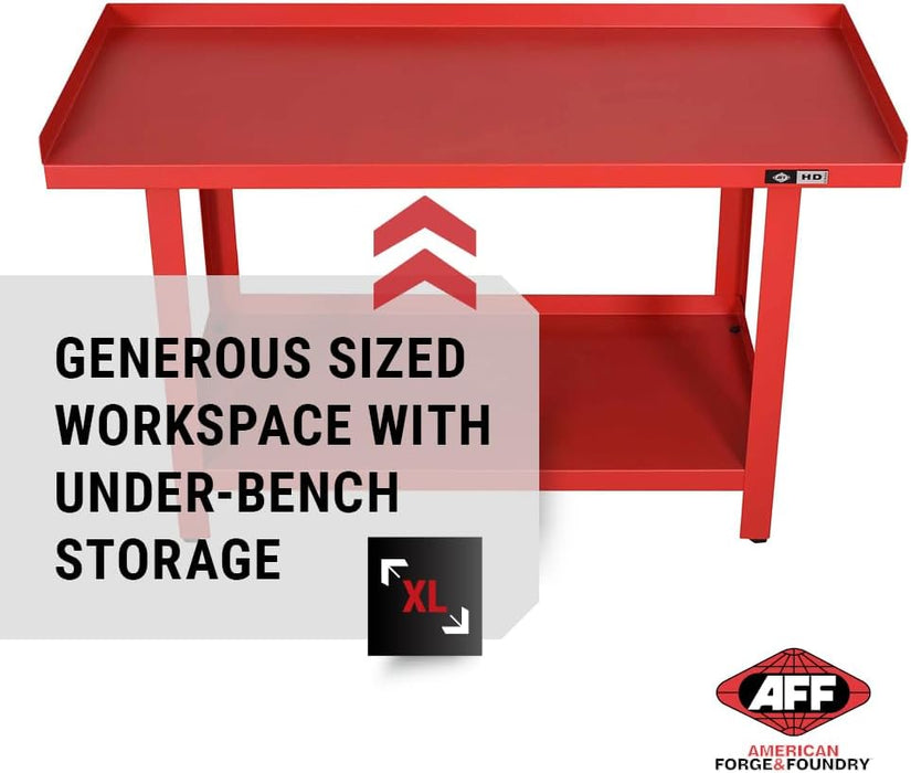 American Fordge & Foundry 3390 Workbench - Heavy Duty Work Table with Storage Shelf - 1300 LB Capacity