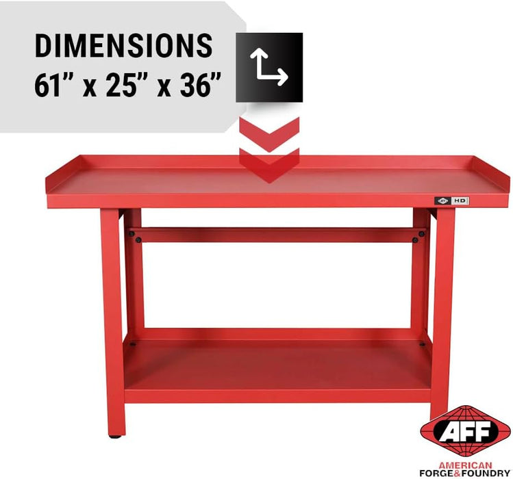 American Fordge & Foundry 3390 Workbench - Heavy Duty Work Table with Storage Shelf - 1300 LB Capacity