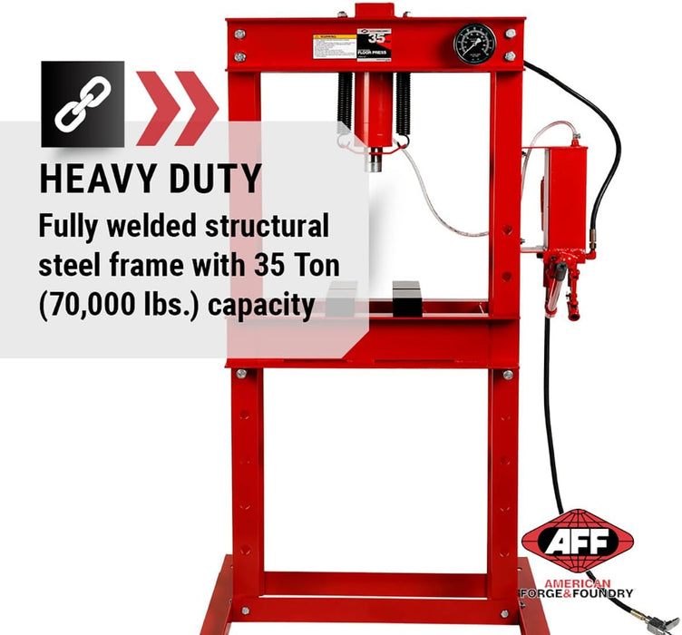 American Fordge & Foundry 834 35 Ton Hydraulic Shop Press - Heavy Duty