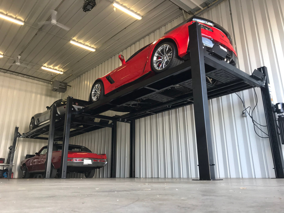 Challenger Lifts 4 Post 7K Home Storage Lift w/ Standard Ramps CL4P7-SR Lift - Four Post Challenger Lifts Freedom Shop Equipment Challenger Lifts 4 Post 7K Home Storage Lift w/ Standard Ramps CL4P7-SR