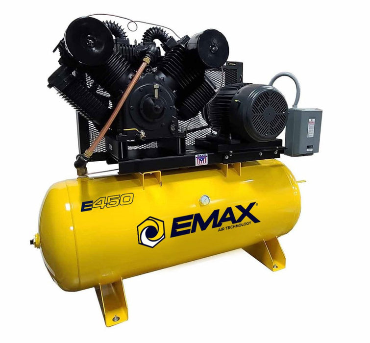 EMAX E450 Series - 20 HP Air Compressor, 3 Phase, 120 Gallon, Horizontal, Emax Industrial Plus-EP20H120V3 Air Compressor EMAX Freedom Shop Equipment EMAX E450 Series - 20 HP Air Compressor, 3 Phase, 120 Gallon, Horizontal, Emax Industrial Plus-EP20H120V3