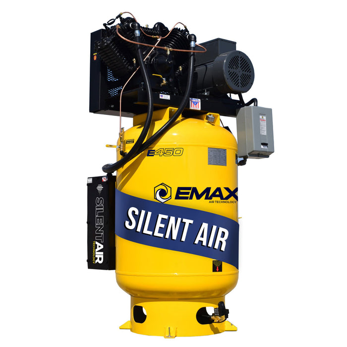 EMAX Silent Air Industrial Plus 7.5HP 31CFM 3 Phase 2460V 2-Stage 120 Gal.