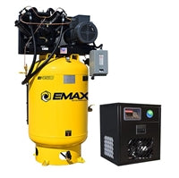 EMAX Silent Industrial Plus 10 HP 1-Phase 120 gal. Vertical Compressor with 58 CFM Dryer Bundle-With Pressure Lube Pump - ESP10V120V1PK Air Compressor EMAX Freedom Shop Equipment EMAX Silent Industrial Plus 10 HP 1-Phase 120 gal. Vertical Compressor with 58 CFM Dryer Bundle-With Pressure Lube Pump - ESP10V120V1PK