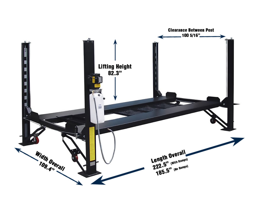 Legacy Lift - 8,000 lb Deluxe Storage Lift Extended Length / Height - Poly casters, drip trays, jack tray - LLFP8K-DX-XLT Lift - Four Post Legacy Lift Freedom Shop Equipment Legacy Lift - 8,000 lb Deluxe Storage Lift Extended Length / Height - Poly casters, drip trays, jack tray - LLFP8K-DX-XLT