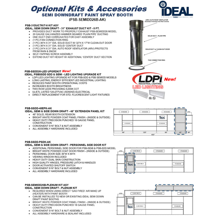 iDEAL Semi Downdraft Paint Spray Booth PSB-SEMIDD26B-AK