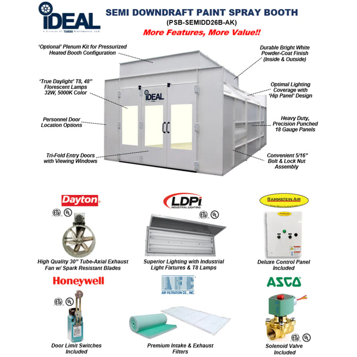 iDEAL Semi Downdraft Paint Spray Booth PSB-SEMIDD26B-AK