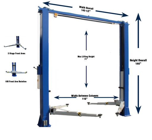 iDEAL TP10KAC-DX 10,000 LB. ALI CERTIFIED 2-POST BI-SYMMETRIC CLEAR FLOOR LIFT Lift - Two Post iDEAL Freedom Shop Equipment iDEAL TP10KAC-DX 10,000 LB. ALI CERTIFIED 2-POST BI-SYMMETRIC CLEAR FLOOR LIFT