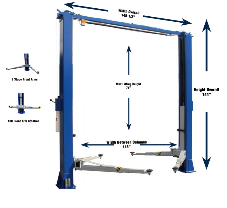 iDEAL TP10KAC-DX 10,000 LB. ALI CERTIFIED 2-POST BI-SYMMETRIC CLEAR FLOOR LIFT Lift - Two Post iDEAL Freedom Shop Equipment iDEAL TP10KAC-DX 10,000 LB. ALI CERTIFIED 2-POST BI-SYMMETRIC CLEAR FLOOR LIFT