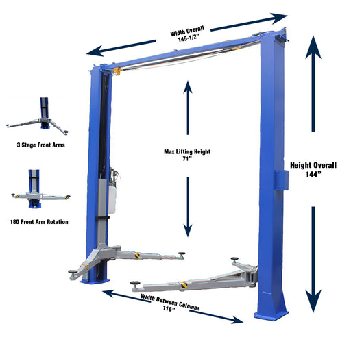 Tuxedo TP11KC-DX Bi-Symmetric Two Post Lift Lift - Two Post Tuxedo Freedom Shop Equipment Tuxedo TP11KC-DX Bi-Symmetric Two Post Lift