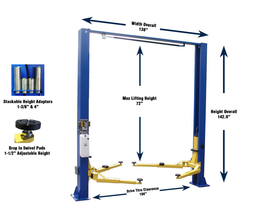 Legacy Lift LLTP9KACX 9,000 lbs. Two Post Clear Floor & Floor Plate - Asymmetric Lift - Two Post Legacy Lift Freedom Shop Equipment Legacy Lift LLTP9KACX 9,000 lbs. Two Post Clear Floor & Floor Plate - Asymmetric