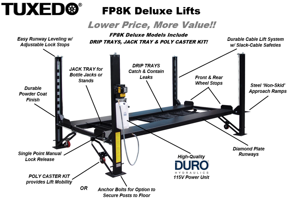 Poly Lifter Tuxedo - 8,000 lb Deluxe Storage Lift Extended Length / Height - Poly ...