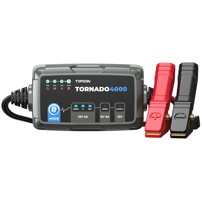 TOPDON Tornado 4000 - 65W Battery Charger for Lead-Acid & Lithium-Ion Batteries (TD52130020)  TOPDON Freedom Shop Equipment TOPDON Tornado 4000 - 65W Battery Charger for Lead-Acid & Lithium-Ion Batteries (TD52130020)