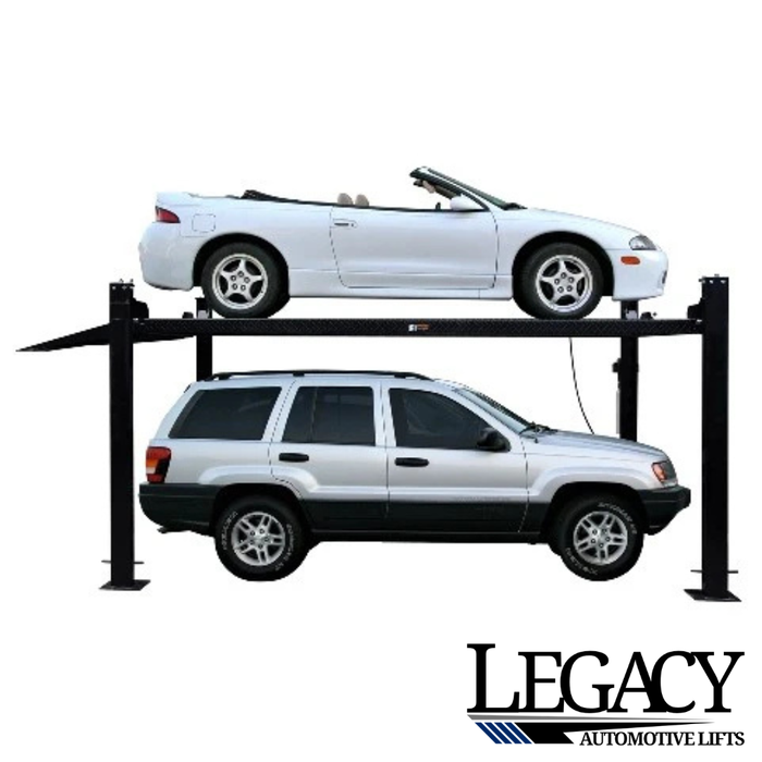 Legacy Automotive Lifts - 8,000 lb Deluxe Storage Lift Extended Length / Height - Poly casters, drip trays, jack tray - LL8KDSX
