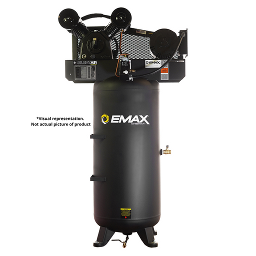 EMAX Silent Air Industrial 5HP 2CYL Single Stage 19CFM 60 Gallon Air Compressor w/isolator pads - Splash Lube Pump ESS05V060V1 Air Compressor EMAX Freedom Shop Equipment EMAX Silent Air Industrial 5HP 2CYL Single Stage 19CFM 60 Gallon Air Compressor w/isolator pads - Splash Lube Pump ESS05V060V1