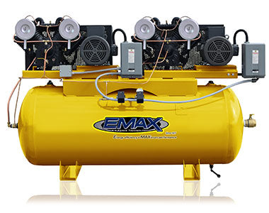 EMAX Non-Silent Horizontal Duplex Mounted Alternating Piston Air Compressor EP10D120V3  EMAX Freedom Shop Equipment EMAX Non-Silent Horizontal Duplex Mounted Alternating Piston Air Compressor EP10D120V3