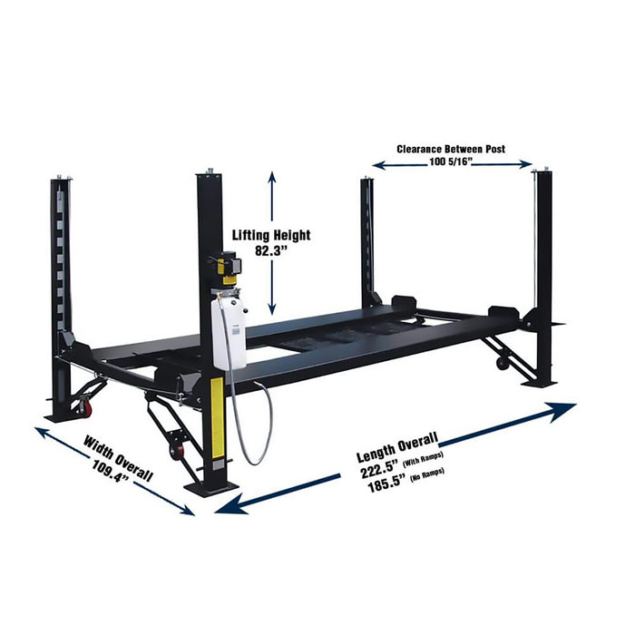 Legacy Lift - 8,000 lb Deluxe Storage Lift Extended Length / Height - Poly casters, drip trays, jack tray - LLFP8K-DX-XLT Lift - Four Post Legacy Lift Freedom Shop Equipment Legacy Lift - 8,000 lb Deluxe Storage Lift Extended Length / Height - Poly casters, drip trays, jack tray - LLFP8K-DX-XLT